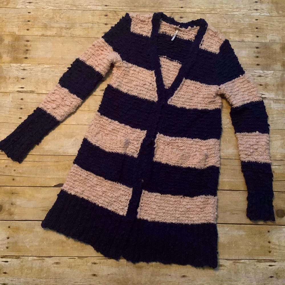 Free People Loose Knit Snap Front Sweater - Picture 1 of 7